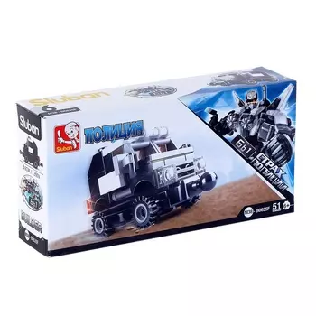 Конструктор блочный «Полицейский джип», 51 деталь