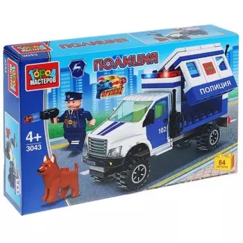 Конструктор «ГАЗ некст патруль с собакой» с фигуркой, 84 детали