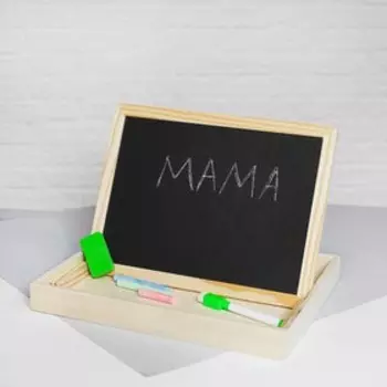 Конструктор магнитный «Цифры» в деревянной коробке + мел, маркер, губка