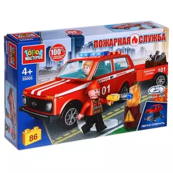 Конструктор «Пожарная LADA 4x4. С прицепом», 86 деталей