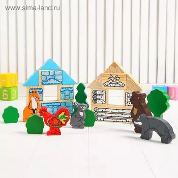 Конструктор деревянный «Сказки. Зайкина избушка», 24 детали