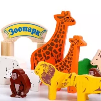 Конструктор деревянный «Зоопарк», 39 деталей