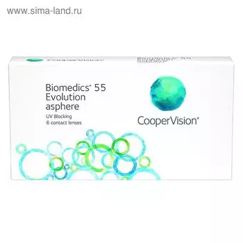 Контактные линзы Biomedics 55 Evolution UV, +6.0/8,8, в наборе 6шт