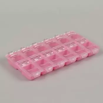 Контейнер для декора, 12 ячеек, 13,2 × 7,5 × 1,4 см, цвет прозрачный/розовый