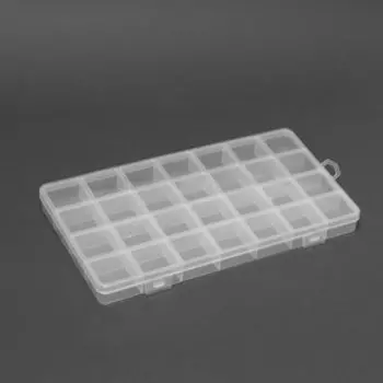 Контейнер для декора, 28 ячеек, 13,2 × 22,3 × 1,8 см, цвет прозрачный