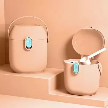 Контейнер для хранения детского питания Крошка Я, 450 мл., с ложкой, персиковый