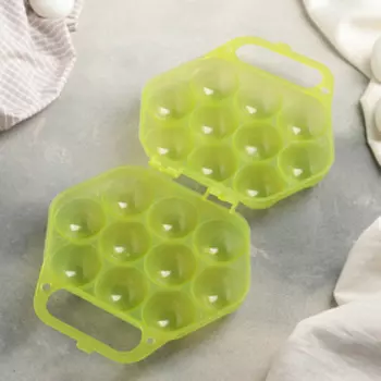 Контейнер для хранения яиц, 19×19×6,5 см, 10 ячеек, цвет МИКС