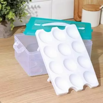 Контейнер для яиц, 24 ячейки, двухуровневый, пластик, МИКС