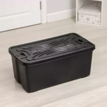 Контейнер для хранения с крышкой, морозостойкий, 75 л, 78×41,5×31 см, цвет чёрный