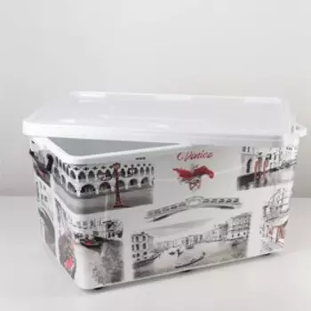 Контейнер для хранения «Венеция», 50 л, 62,53933 см, с крышкой, на колёсиках, белый