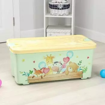 Контейнер для хранения с крышкой «Зверюшки», 75 л, 78×42×32 см