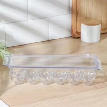 Контейнер для яиц с крышкой, 12 ячеек, 33×12×8 см, цвет прозрачный