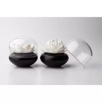 Контейнер для ватных палочек lotus, чёрный/белый