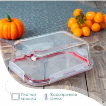 Контейнер для еды из жаропрочного стекла Доляна «Клик», 620 мл, 18146,5 см, с крышкой