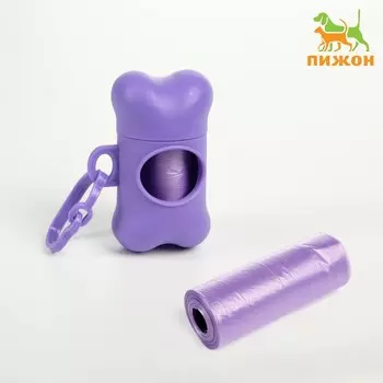 Контейнер-косточка с мешками для уборки (рулон 15 пакетов 2921 см), розовый