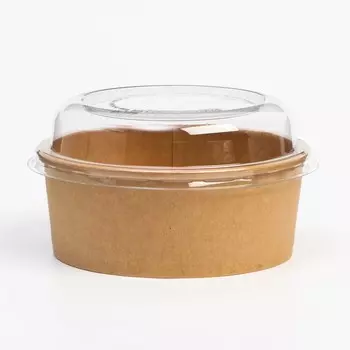 Контейнер круглый, с купольной крышкой, крафт, 750 мл