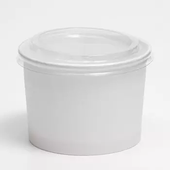 Контейнер круглый, с пластиковой крышкой, белый, 250 мл