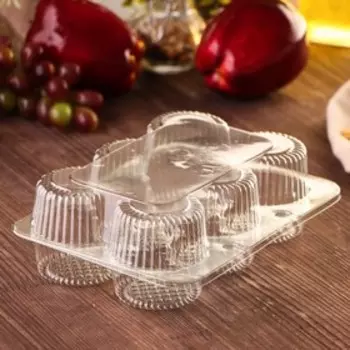 Контейнер пластиковый одноразовый с неразъёмной крышкой УТ-52, 19,4146,5 см, внутренний. 56,1 см, 6 ячеек, цвет прозрачный