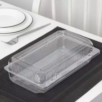 Контейнер пластиковый одноразовый с неразъёмной крышкой УТ-98, 26,615,28 см, внутренний 24,3127,4 см, цвет прозрачный