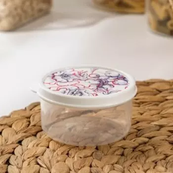 Контейнер пищевой Доляна «Гжель», 150 мл, круглый, цвет белый