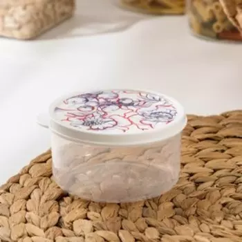 Контейнер пищевой Доляна «Гжель», 300 мл, круглый, цвет белый