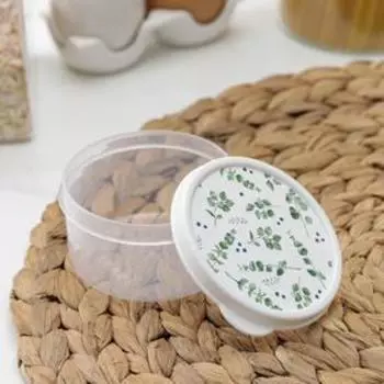 Контейнер пищевой Доляна «Эвкалипт», 150 мл, круглый, цвет белый