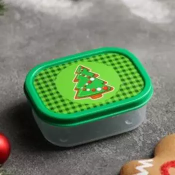 Контейнер пищевой Доляна «Ёлка с клеткой», 150 мл, прямоугольный, цвет зелёный