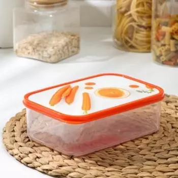 Контейнер пищевой Доляна «Морковка», 1,2 л, прямоугольный, цвет оранжевый