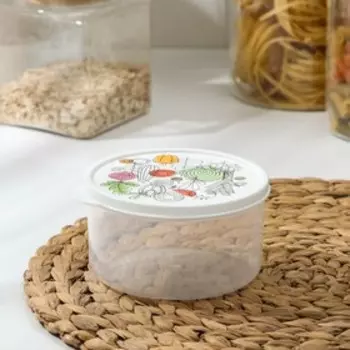 Контейнер пищевой Доляна «Овощи», 500 мл, круглый, цвет белый