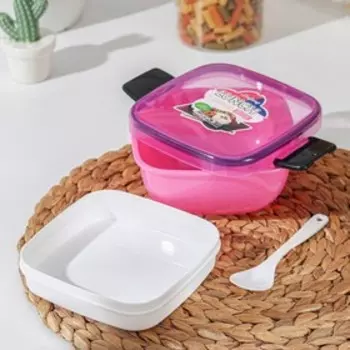 Контейнер пластиковый пищевой «Простота», 14149 см, крышка, ложка, цвет МИКС