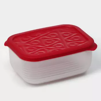 Контейнер пластиковый с крышкой Flexo, 1,9 л, прозрачный, крышка красная
