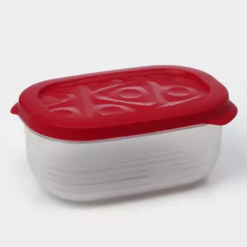 Контейнер пластиковый с крышкой Flexo, 650 мл, прозрачный, крышка красная