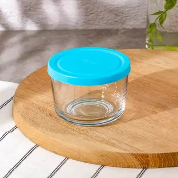 Контейнер Aban, 420 мл, с крышкой, стекло, голубой