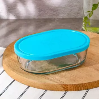 Контейнер Peanut, 1050 мл, с крышкой, стекло, голубой