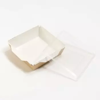 Контейнер с прозрачной крышкой, крафт, 0,9 л, 15 х 15 х 5 см