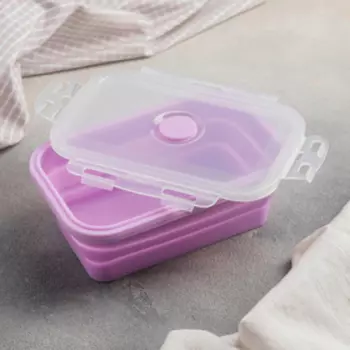 Контейнер складной с крышкой Доляна «Коста», 500 мл, 16106 см, цвет розовый