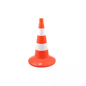Конус дорожный, 520 мм, с 2-мя белыми полосами, с утяжелителем, упругий
