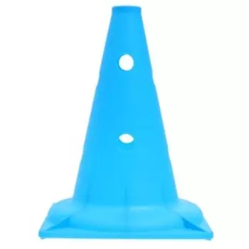 Конус - фишка, пластиковая, спортивная, разметочная, с отверстиями, 32 см, цвет голубой