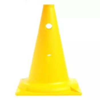 Конус - фишка, пластиковая, спортивная, разметочная, с отверстиями, 32 см, цвет жёлтый