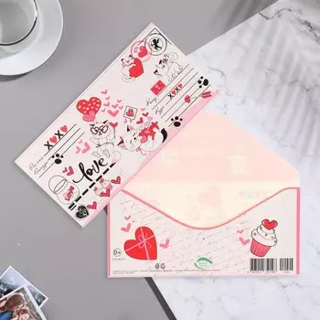 Конвер для денег "ХОХО" глиттер, конгрев, котики 16,8х8,3 см