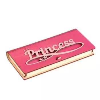 Конверт деревянный "Принцесса!" розовый фон, корона