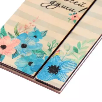 Конверт деревянный резной "От всей души!" синий тон, 8х16 см