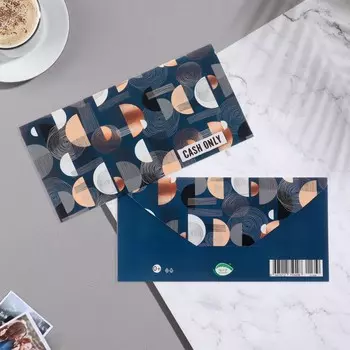 Конверт для денег "Cash only" синий фон, 17х8 см