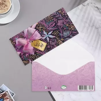 Конверт для денег "Have a nice day!" конгрев, глиттер, бант, 17х8 см