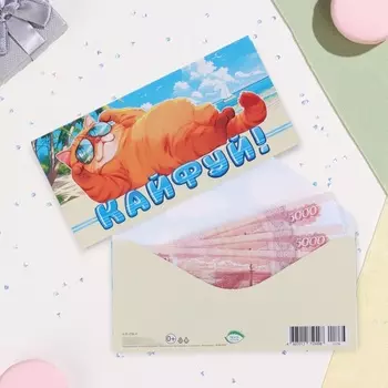 Конверт для денег "Кайфуй!" кот, 17 х 8 см