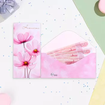 Конверт для денег "Нежности!" цветочки, конгрев, глиттер, 16,5 х 8,5 см