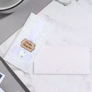 Конверт для денег "С Днем Свадьбы!" узор, белый бант, 19х9 см