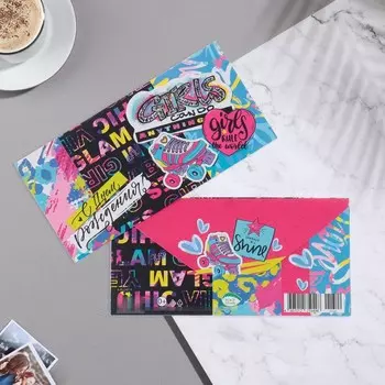 Конверт для денег "С Днём Рождения!" ролики, 17х8 см