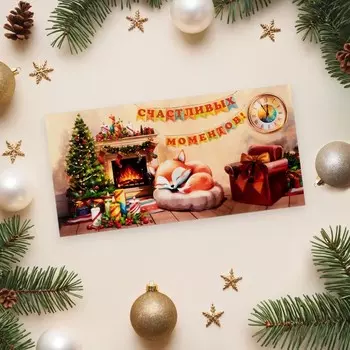 Конверт для денег новогодний «Счастливых мгновений!», 16 х 8 см