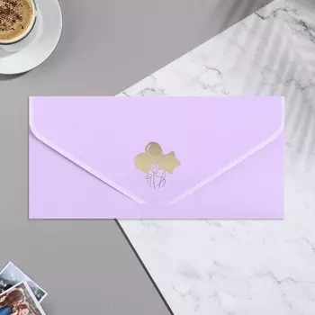 Конверт для денег "Универсальный" бархат, шарики, фиолетовый фон, 19х9,3 см